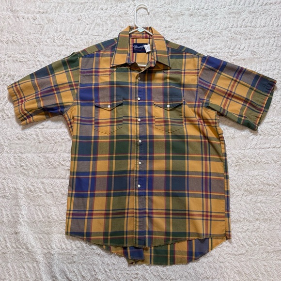 Wrangler Other - Vintage Wrangler Pearl Snap Western Shirt | Plaid Short Sleeve | Men’s XL